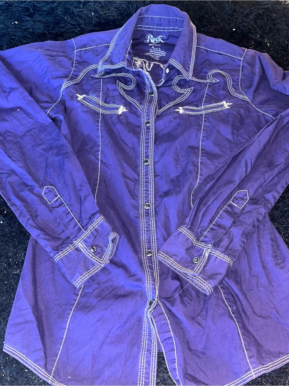 Rock 47 by Wrangler Men's Purple Western-Style Button-Down Shirt